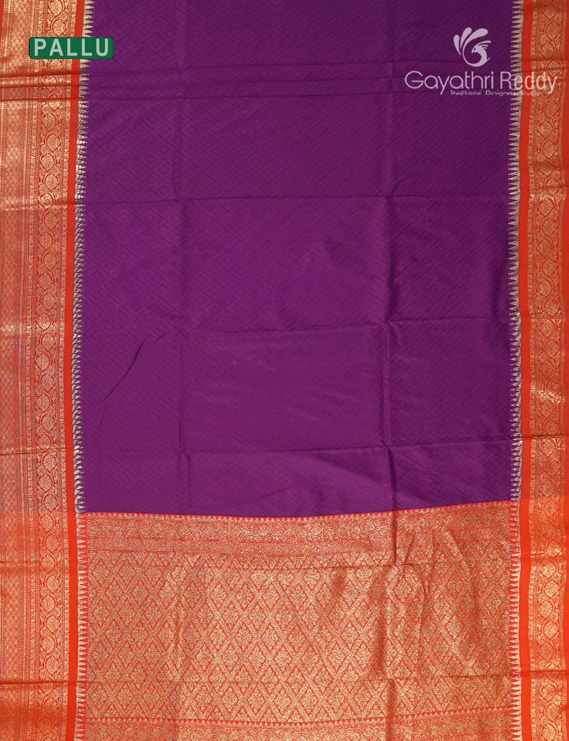 Semi Katan Silk Saree in Deep Purple and Red