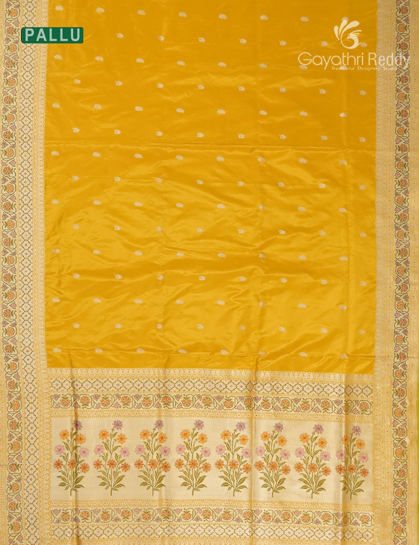 Pure Mashru Silk Saree in Yellow