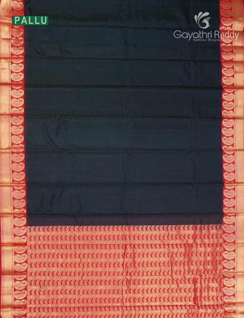 Pure Kanchi Sico Saree in  Black and Red