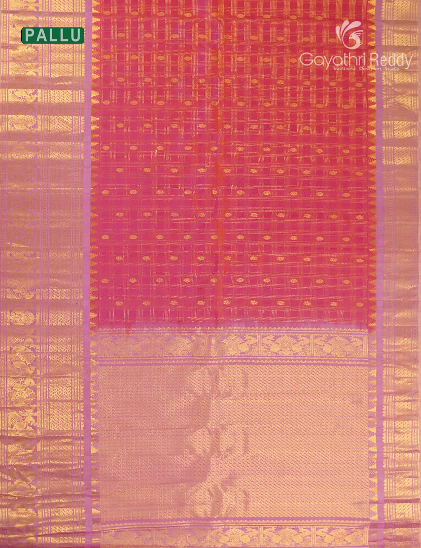 Pure Gadwal Silk Saree in Rose Pink and Baby Pink