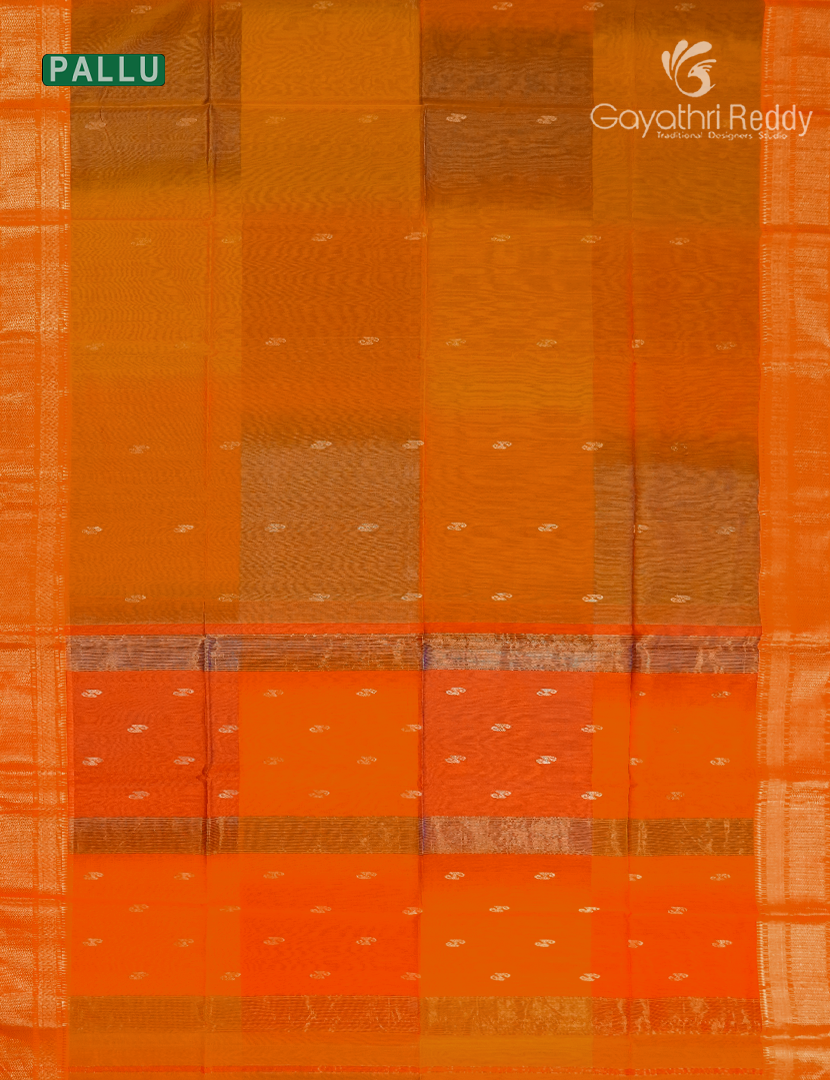 Pure Chanderi Sico Saree in Mustard and Orange