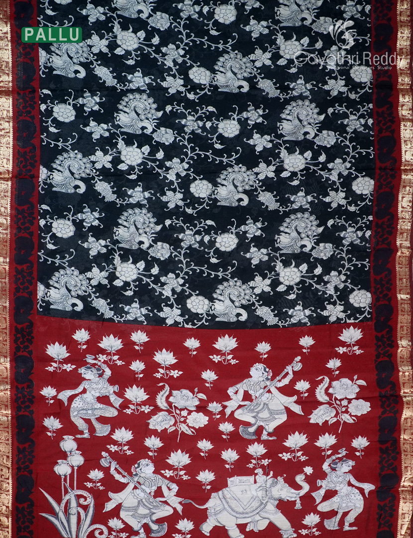 Vidharbha Sico Saree in Black and Deep Red