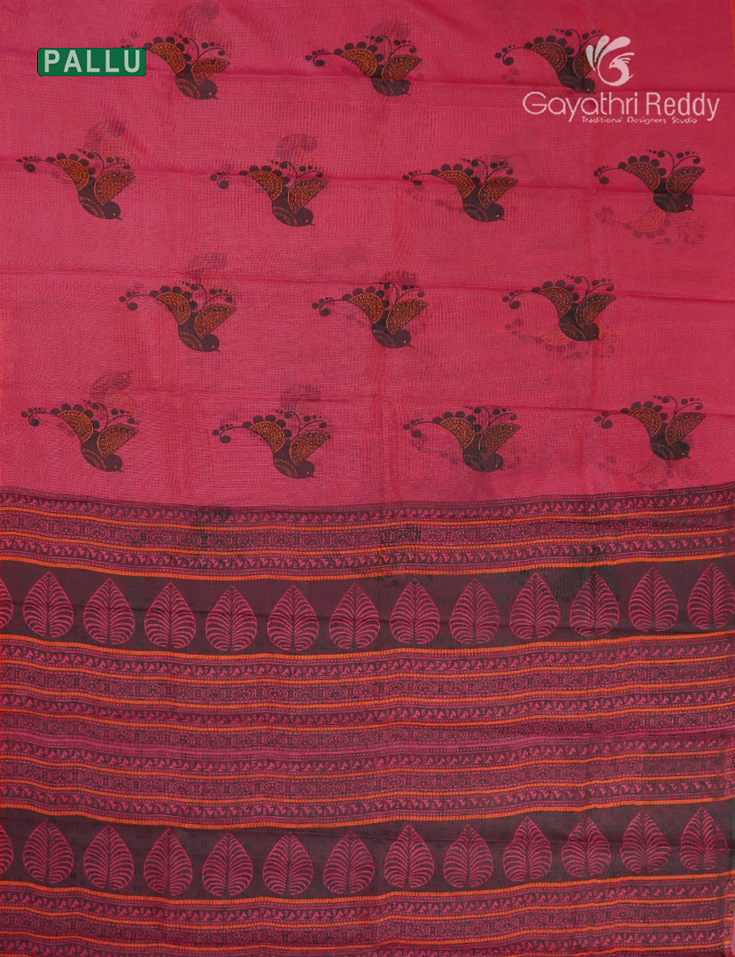 Kota Printed Saree in Crimson Red