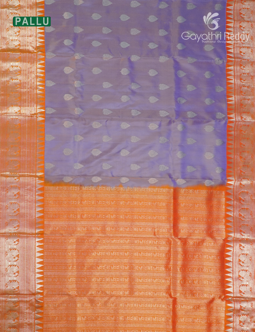 Pure Venkatagiri Silk Saree in Lavender and Orange