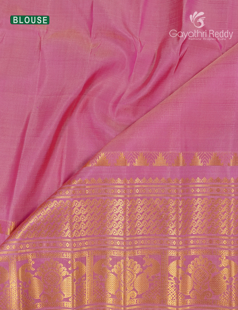 Pure Gadwal Silk Saree in Rose Pink and Baby Pink