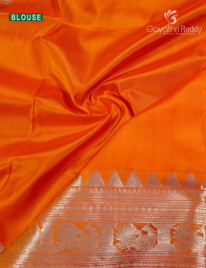 Pure Venkatagiri Silk Saree in Lavender and Orange
