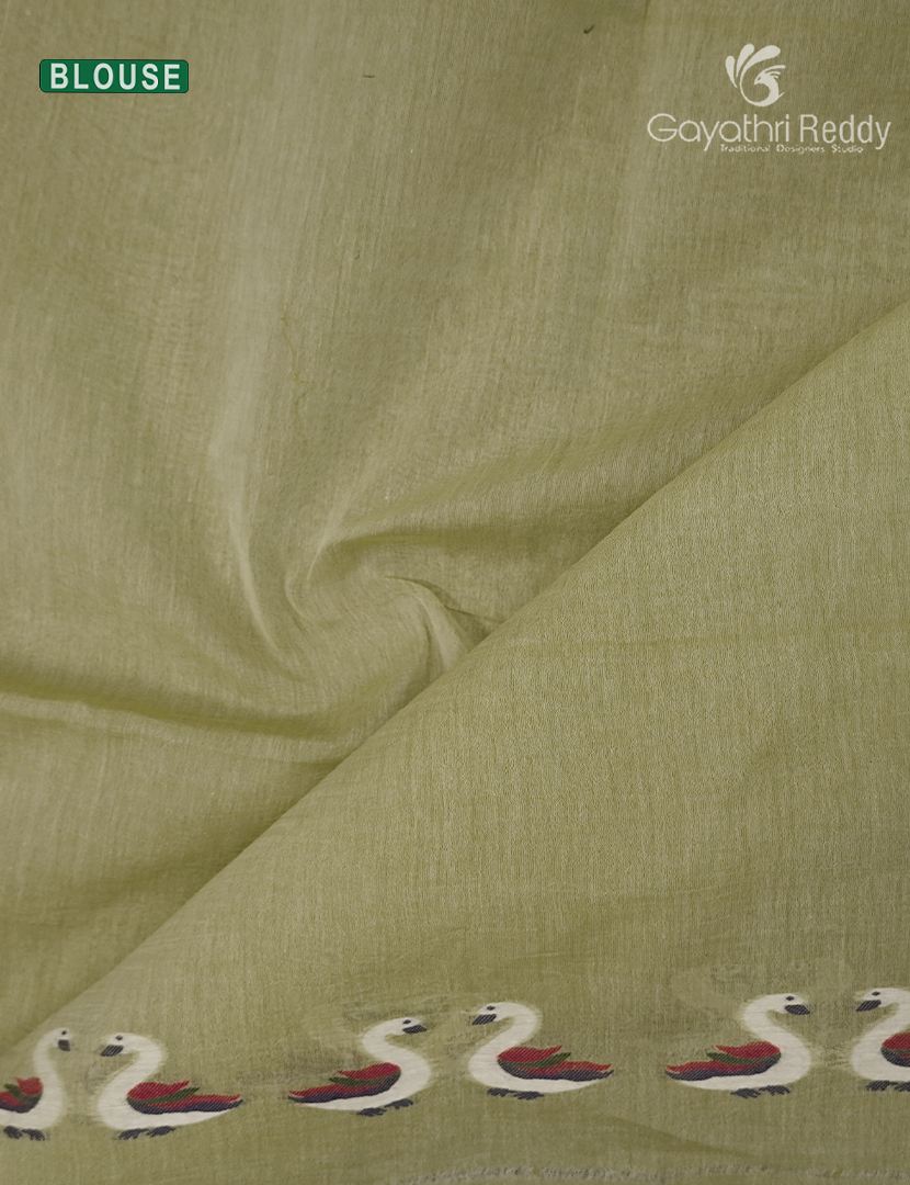 Jamdani Cotton Saree in Light Green