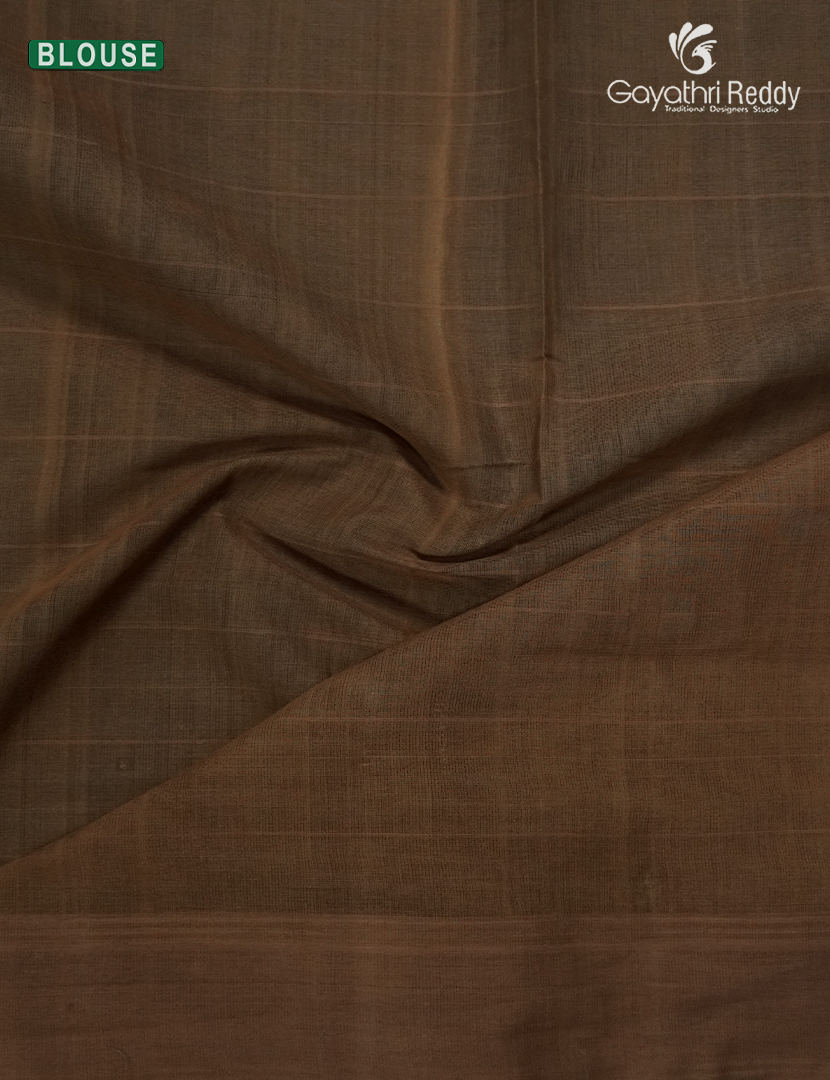 Pure Kanchi Cotton Saree in Sky Blue and Brown