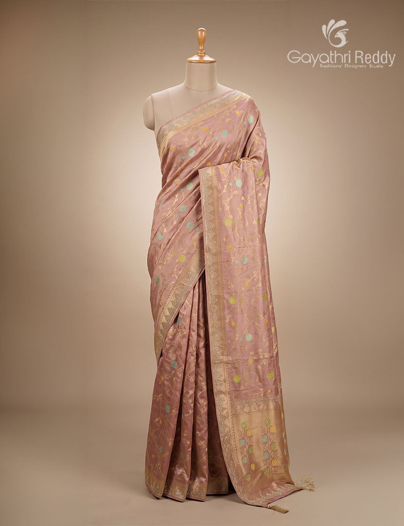 Semi Kanchipuram Silk Fancy Saree in Peach
