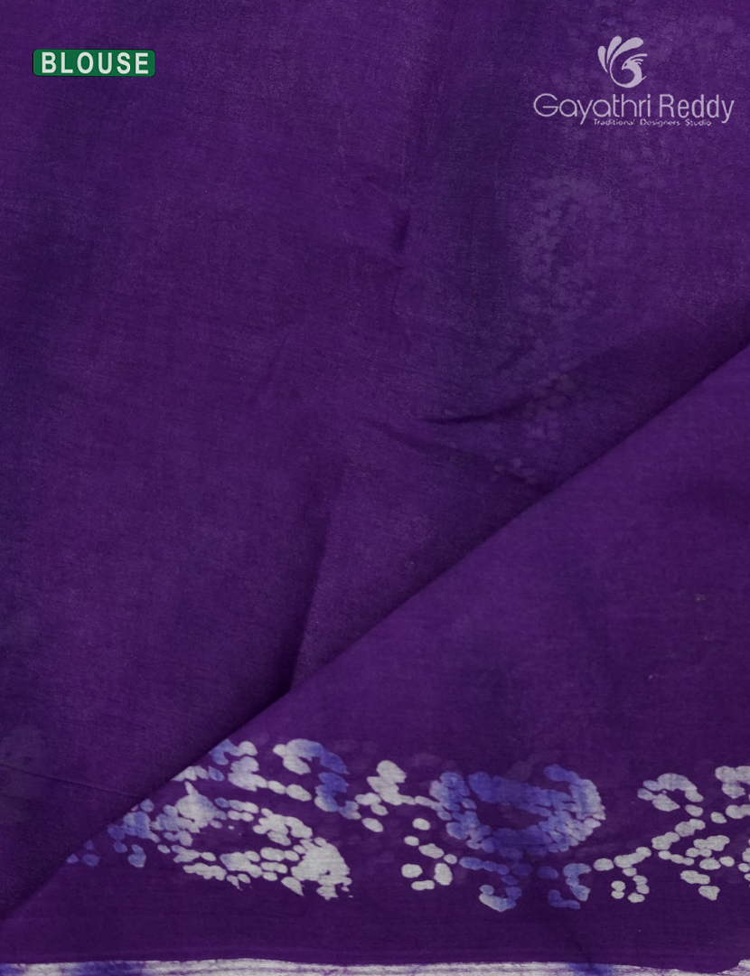 Cotton Batik Print Saree in Purple