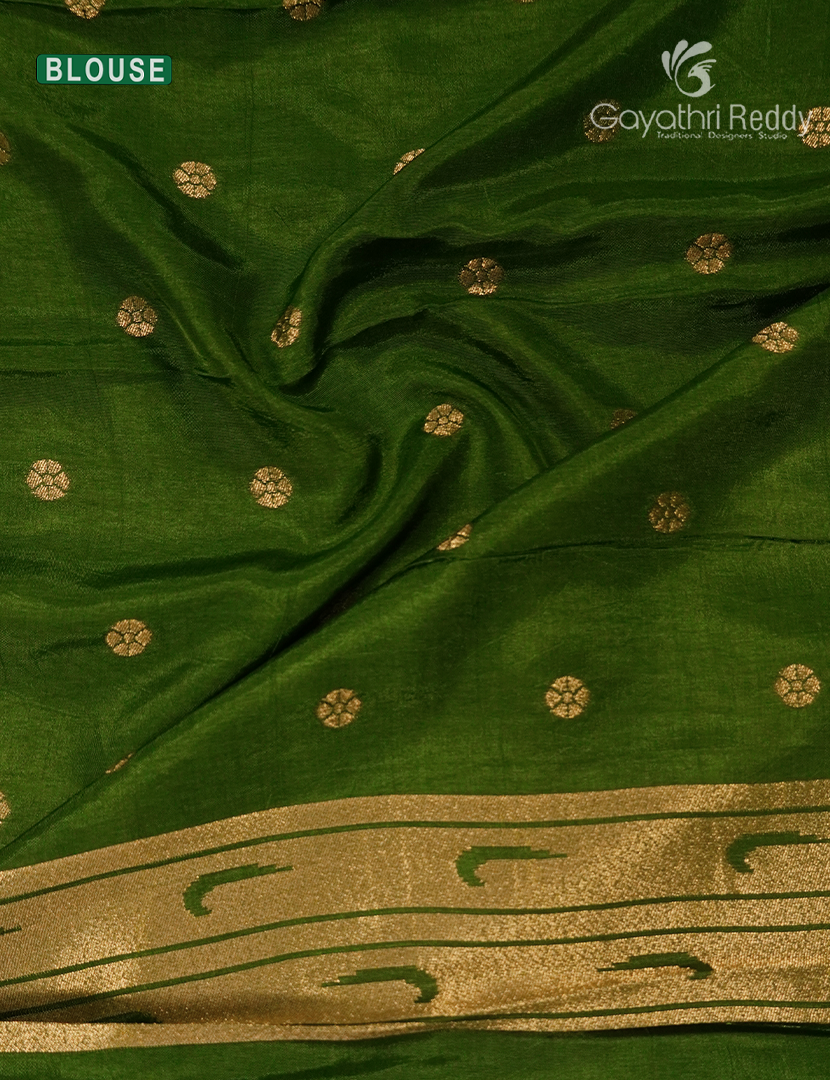 Pure Satin Silk Saree in Leaf Green