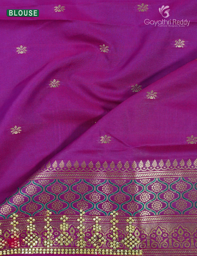 Semi Kanchipuram Silk Fancy  Saree in Deep Rama Blue and Magenta
