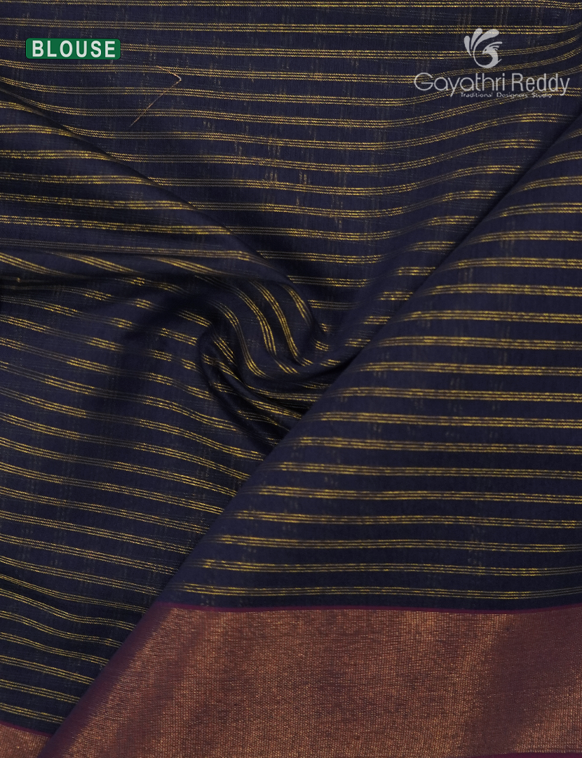 Semi Ikat Silk Saree in Deep Navy Blue