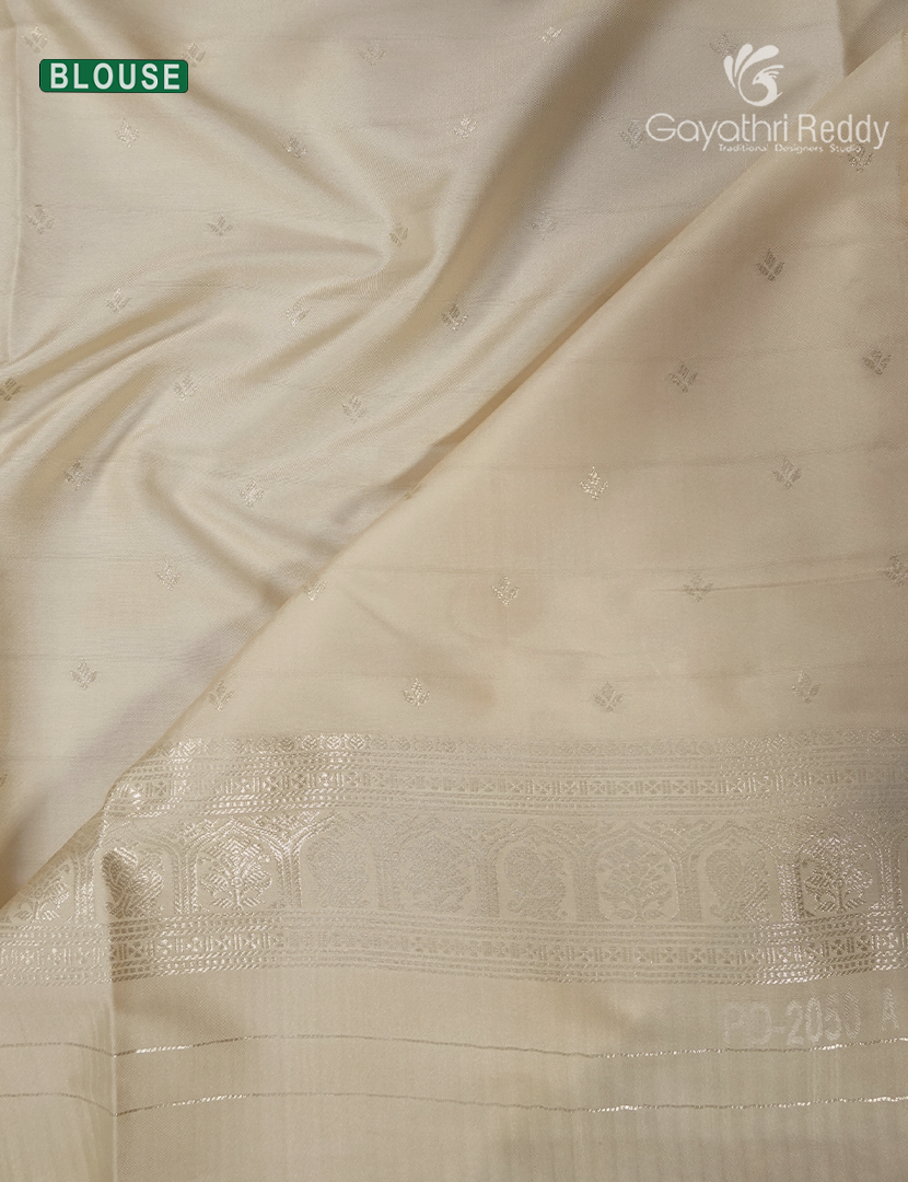 Semi Kanchipuram Art Silk Saree in Off- White