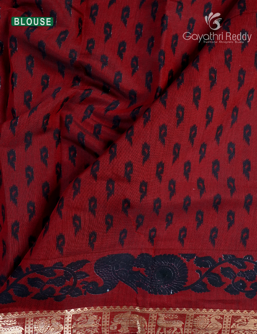 Vidharbha Sico Saree in Black and Deep Red