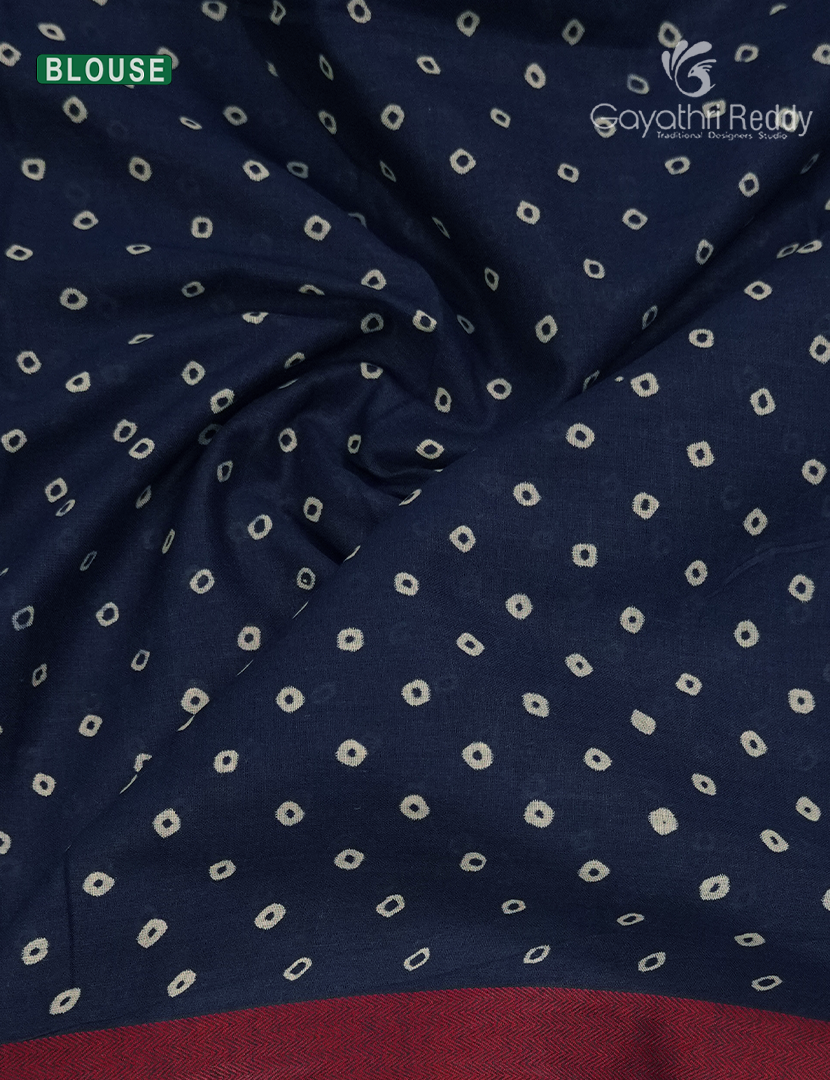 Vidharbha Cotton Saree in Indigo Blue