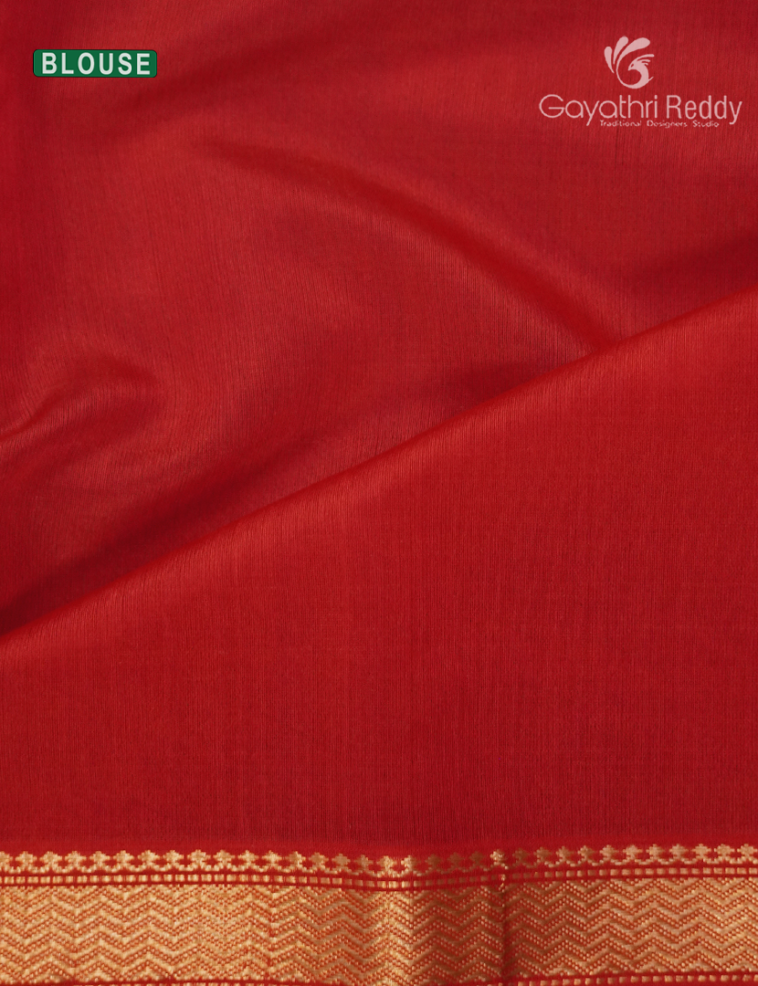 Pure Chanderi Sico Saree in Bright Orange  and Red