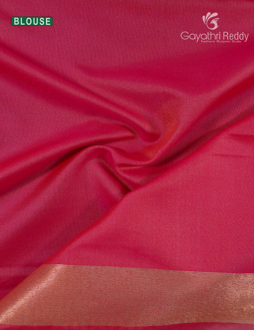 Semi Kanchipuram Art  Silk Saree in Cream and Rani Pink