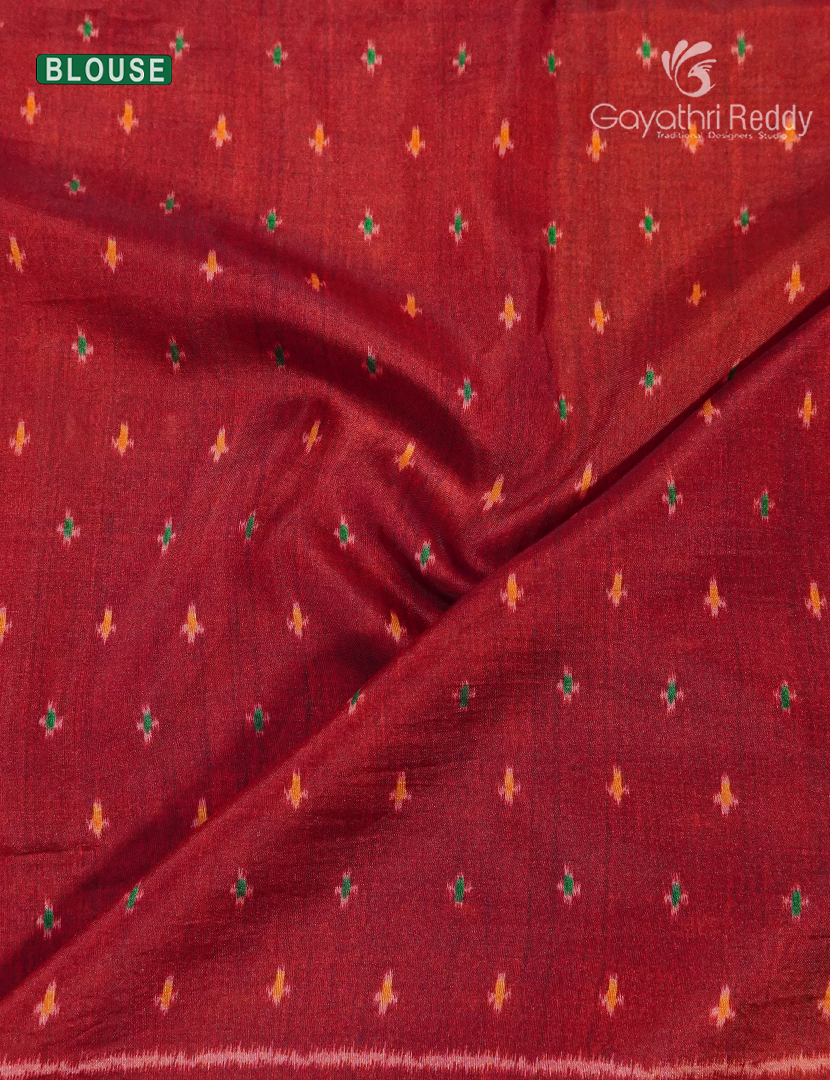 Semi Tussar Silk Saree in Turmeric  Yellow and Red