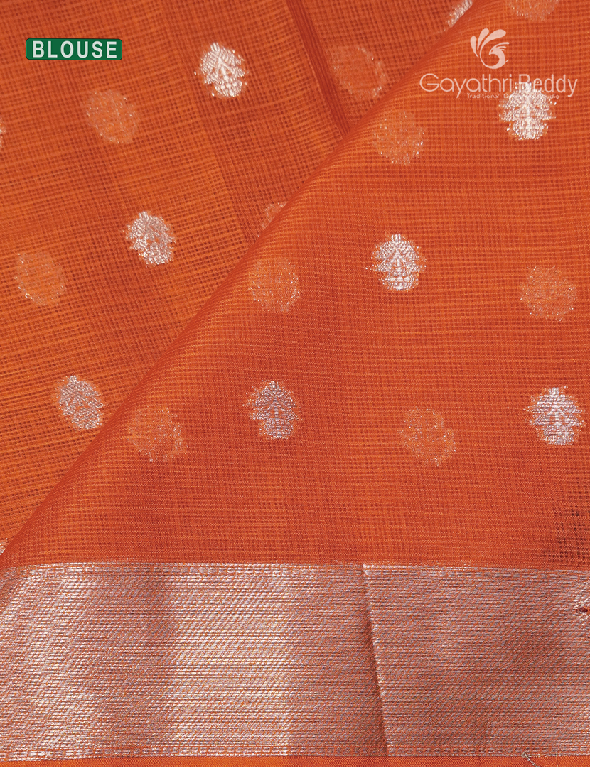 Banaras Kota Lehanga Set in Brown and Orange