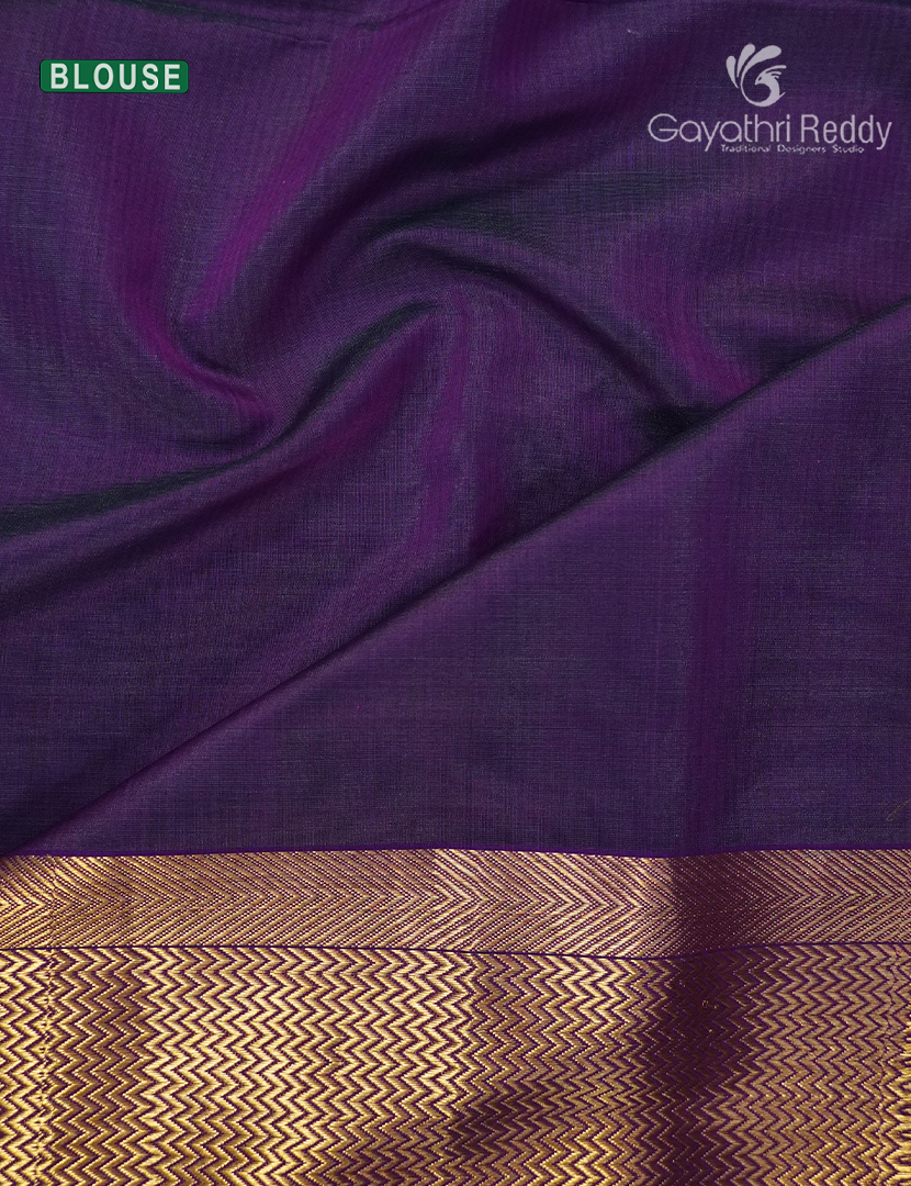 Pure Chanderi Sico Saree in Rama Green and Violet