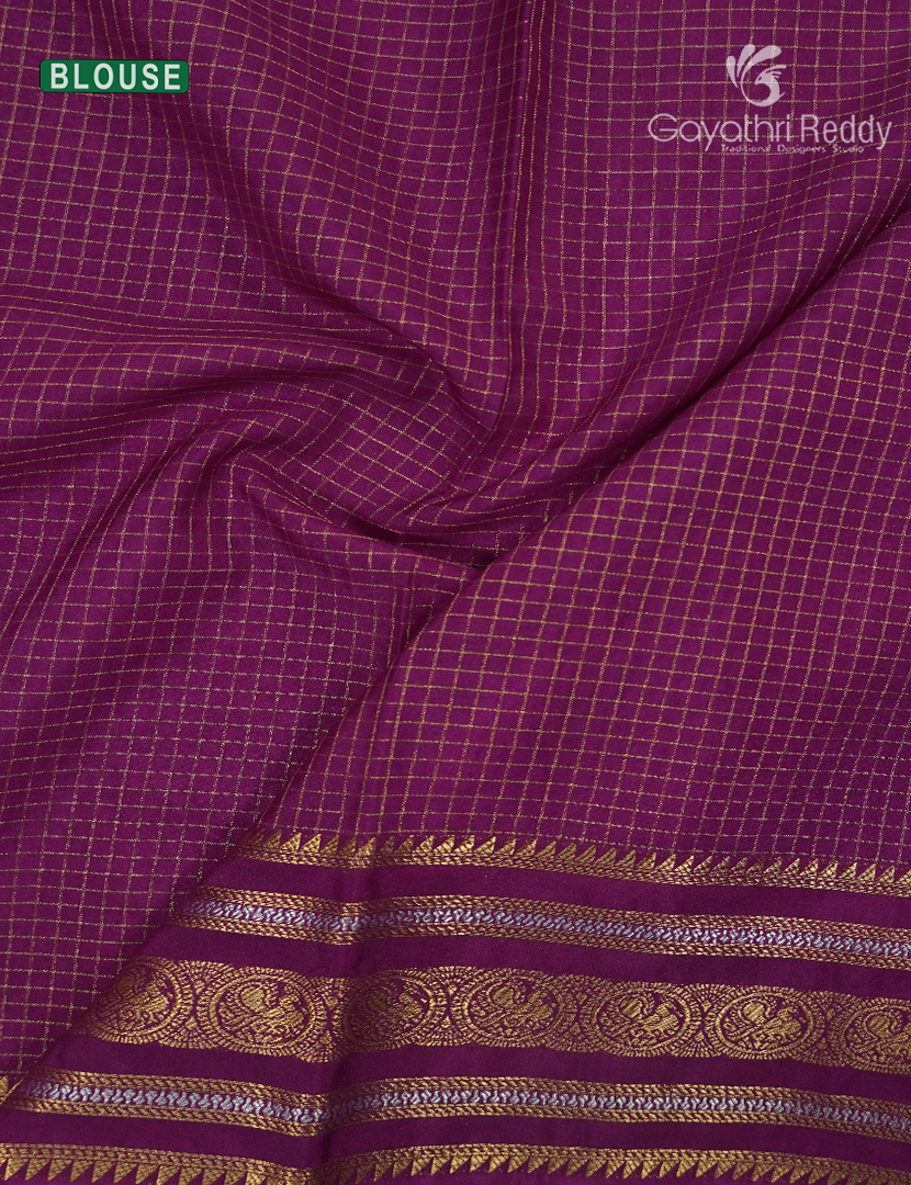 Semi Mysore Crepe Saree in Onion Pink and Burgundy