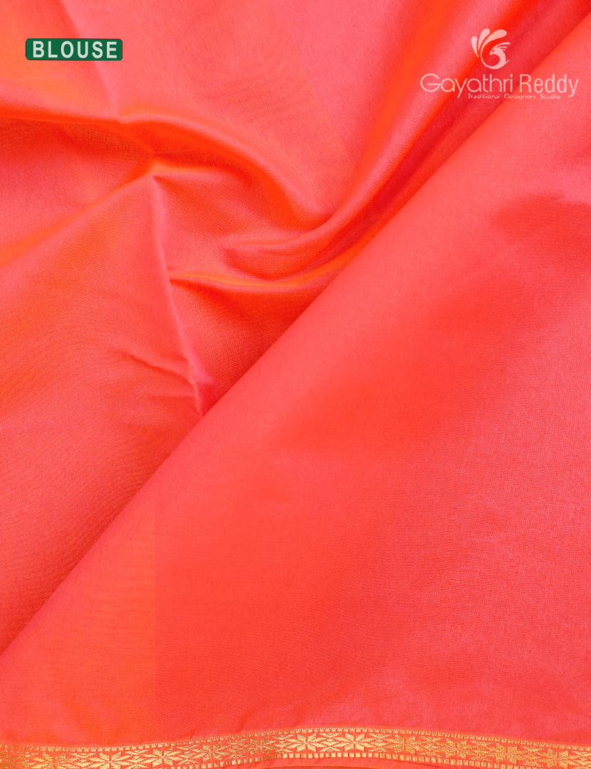 Silk Cotton Saree in Mango yellow and Peach