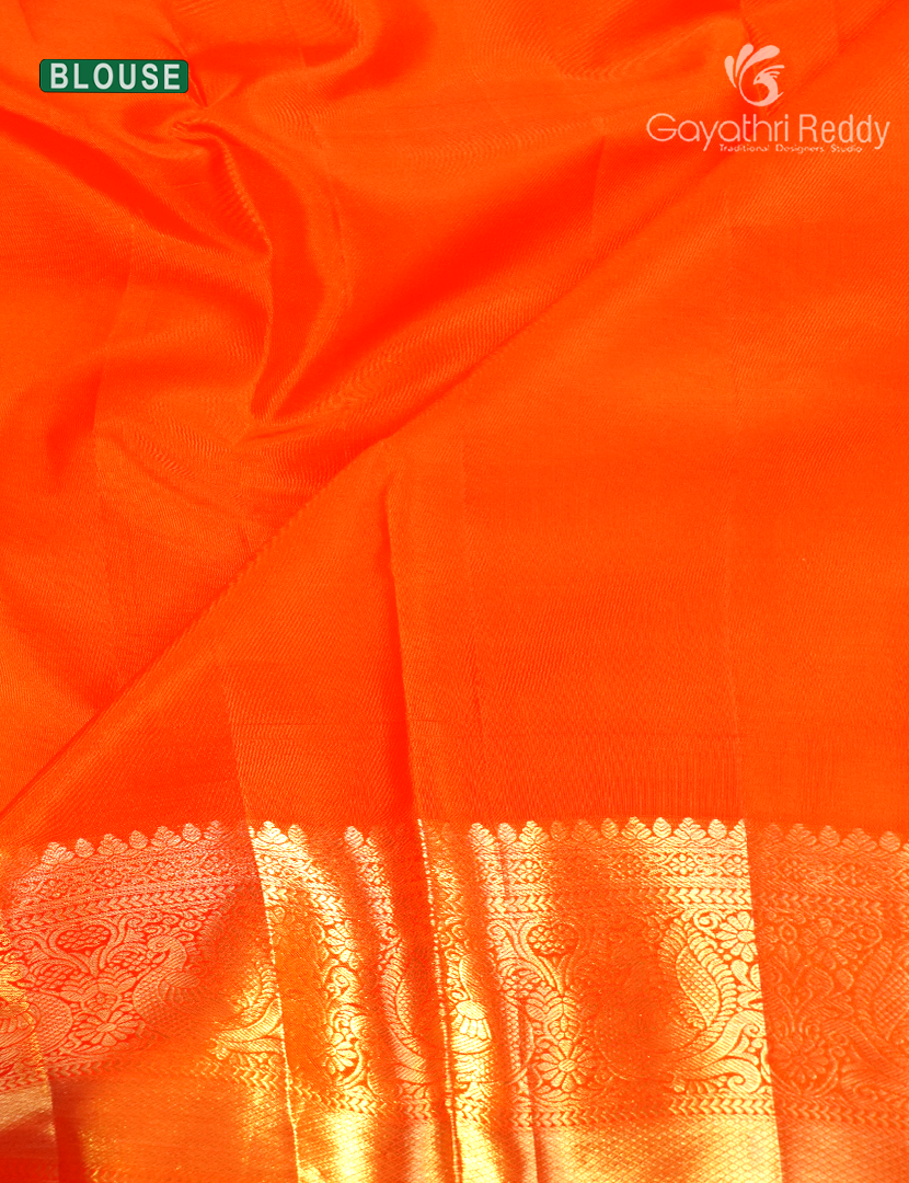 Pure Kanchipuram Bridal Silk in Orange