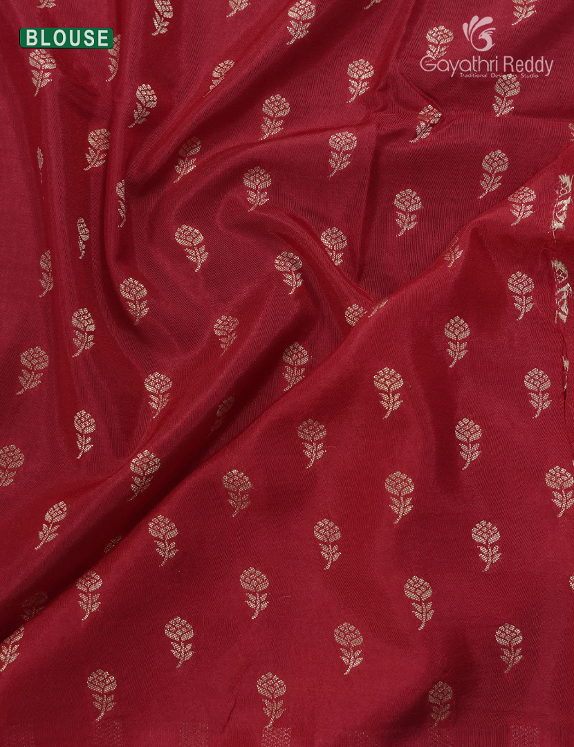 Semi Mysore Crepe Saree in Orange and Deep Red