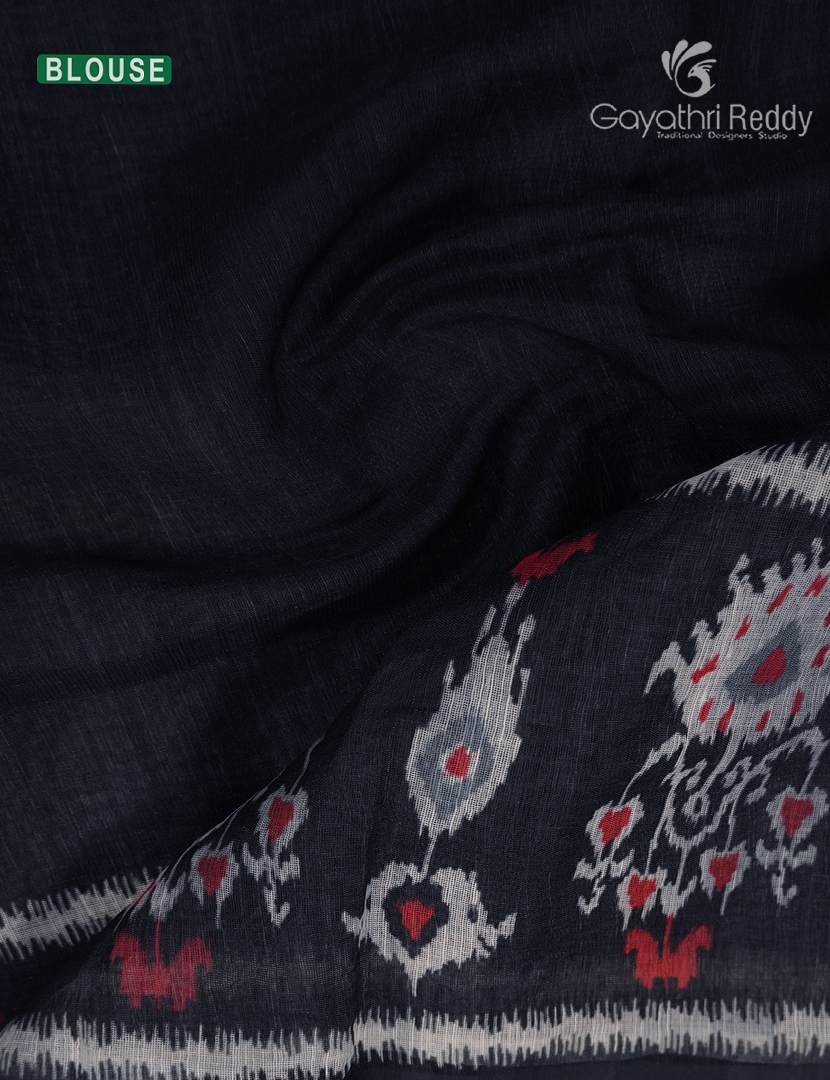 Linen Cotton Saree in Grey