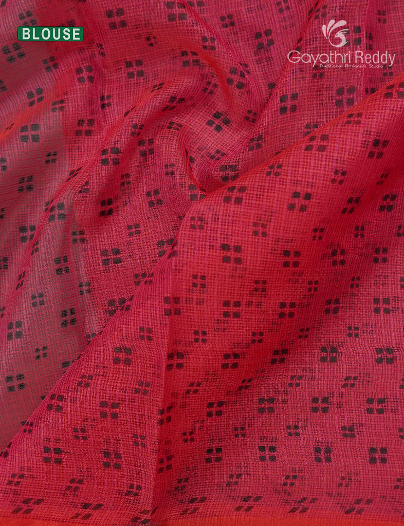 Kota Printed Saree in Crimson Red