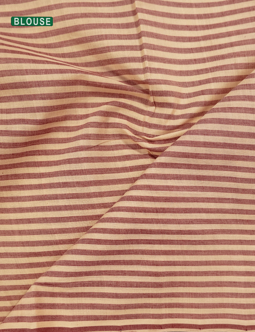 Pure MulMul Cotton Saree in Maroon Red and Beige