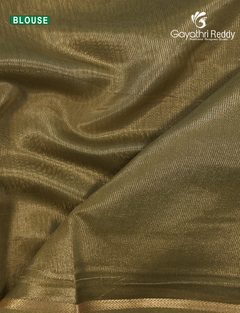 Pure Tissue Saree in Deep Mehendi Green