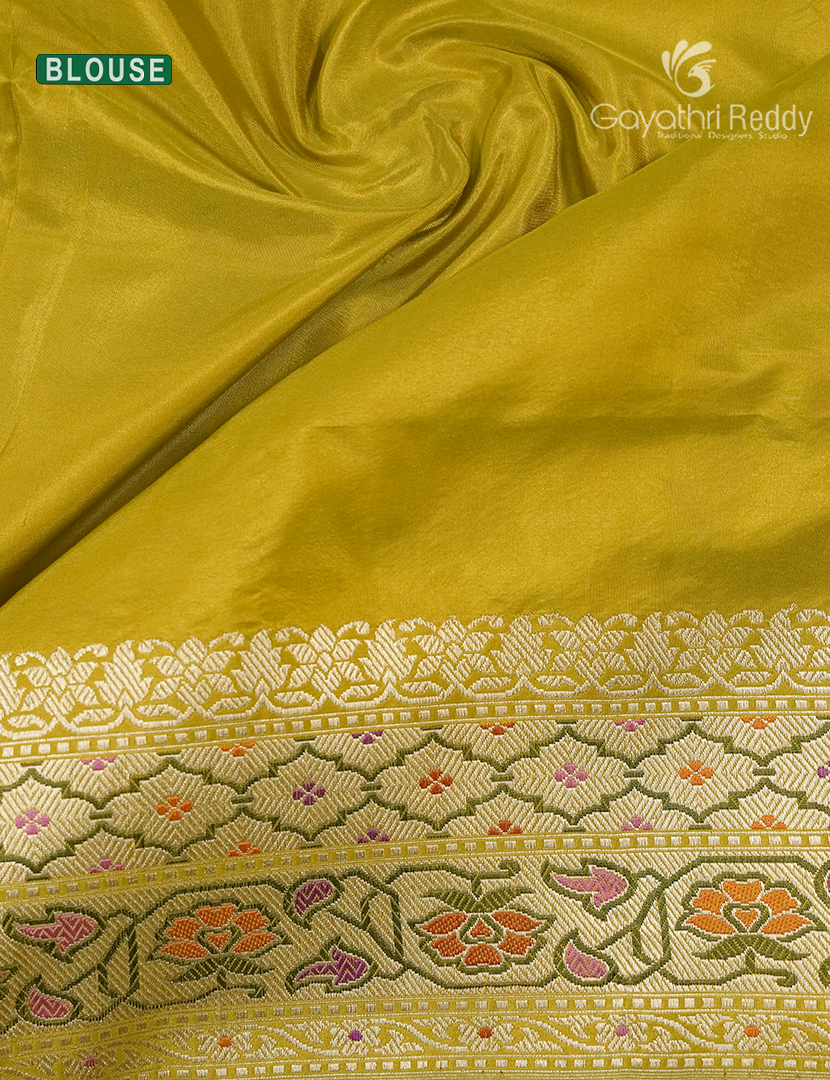 Pure Mashru Silk Saree in Yellow