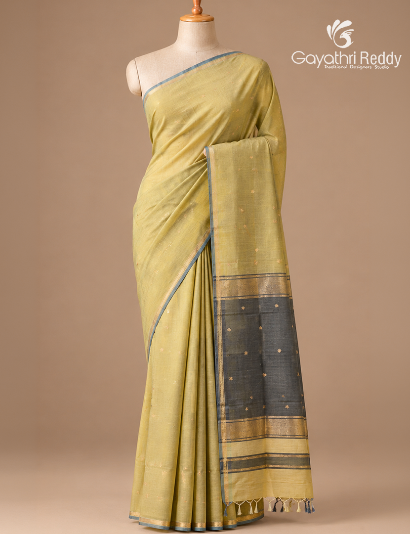 Sico Saree in Yellow and Ash Grey