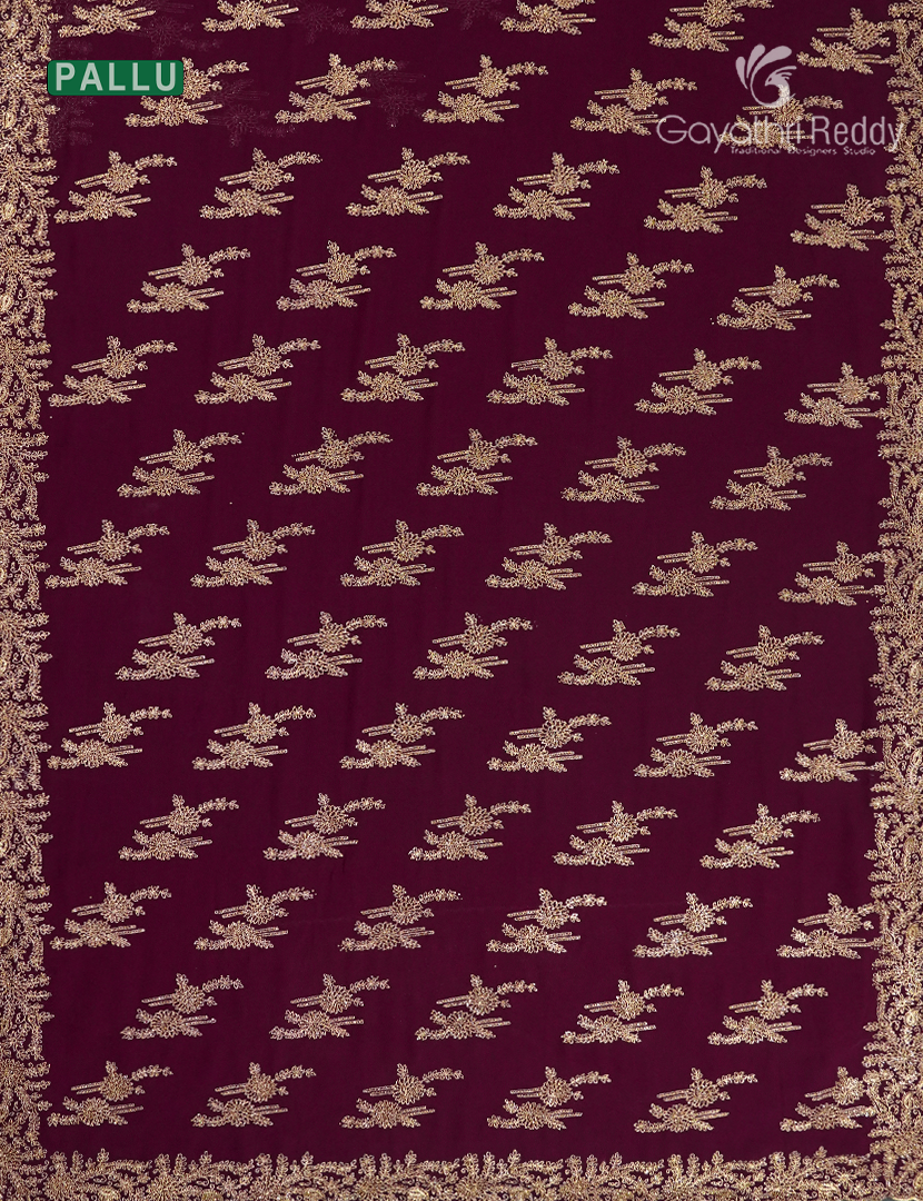 Georgette Fancy Saree in Deep Plum