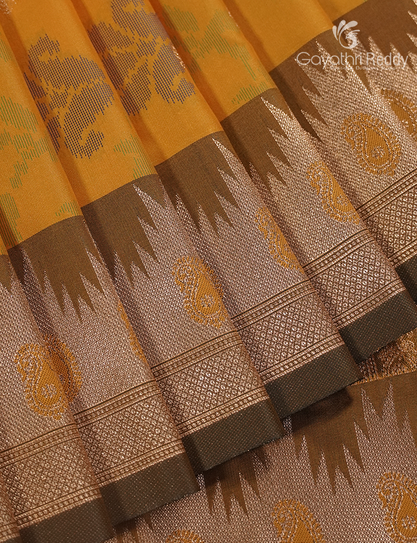 Semi Kanchipuram Art Silk Saree in Mustard