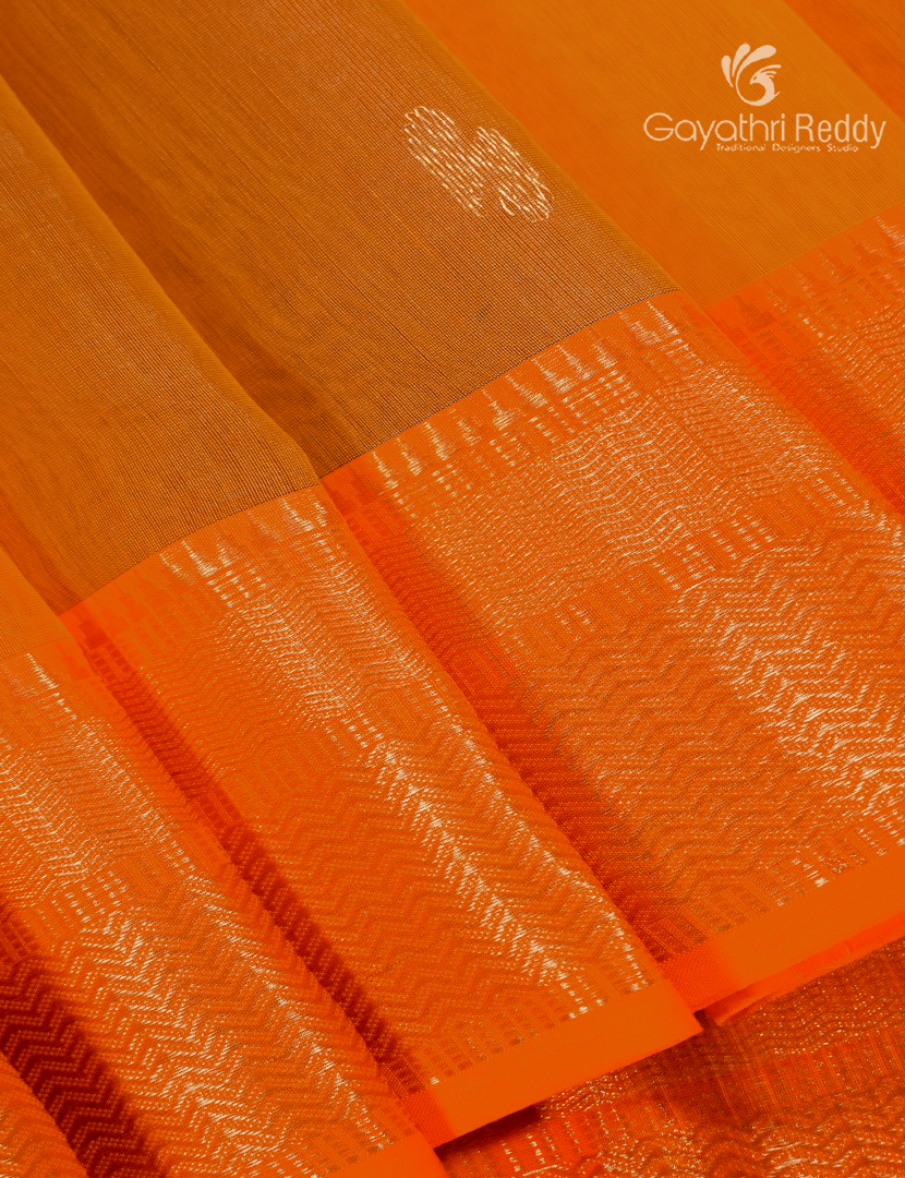 Pure Chanderi Sico Saree in Mustard and Orange
