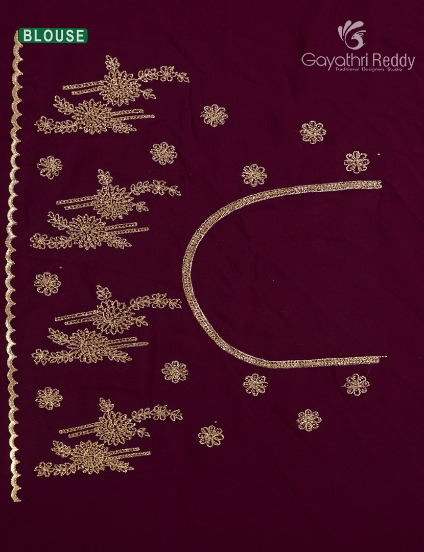 Georgette Fancy Saree in Deep Plum