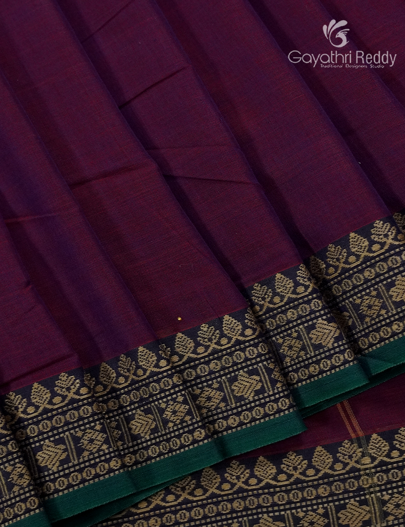 Pure Narayanpet Cotton Saree in Deep Magenta