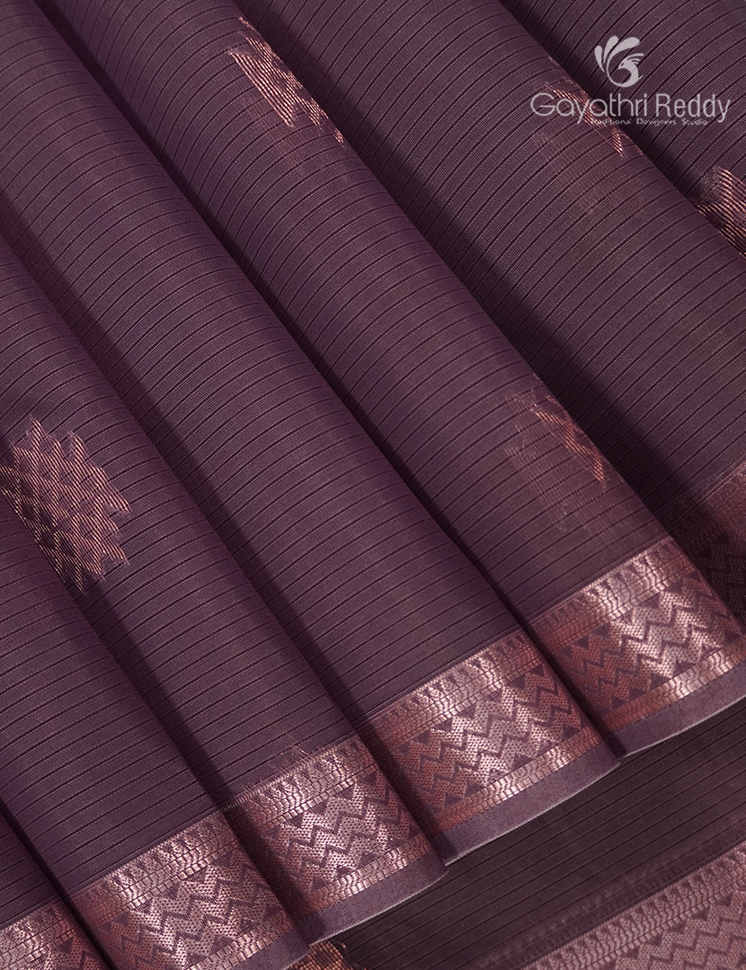 Kanchipuram Sico Saree in Deep Mauve and  Aqua Blue