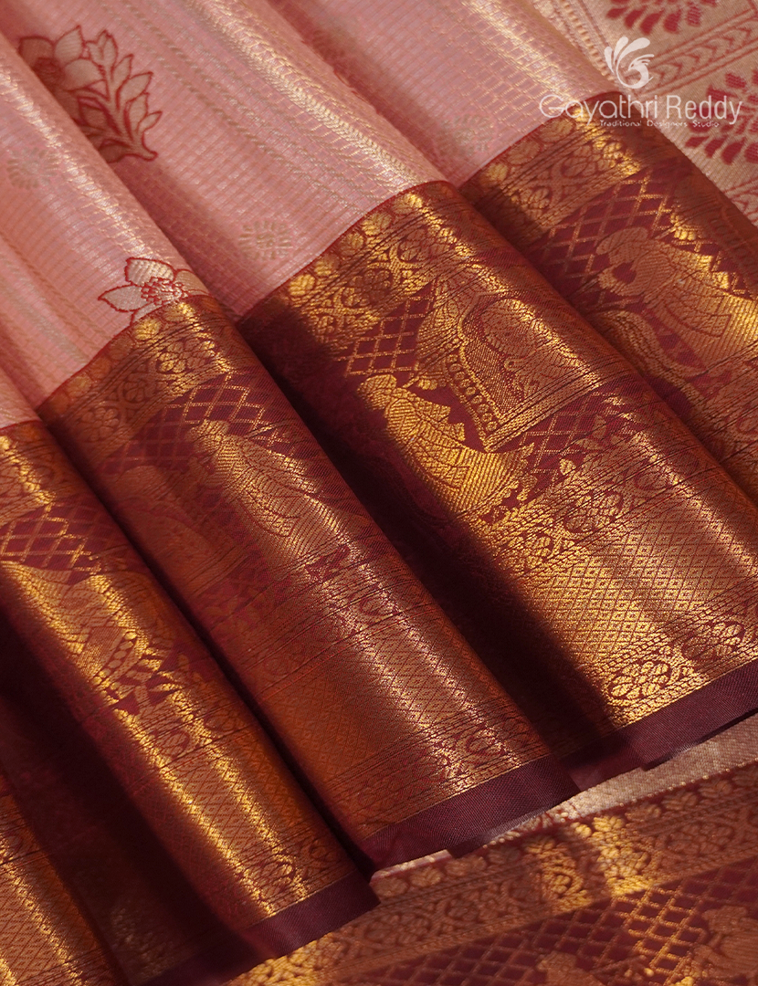 Semi Kanchipuram Silk Saree in Baby Pink