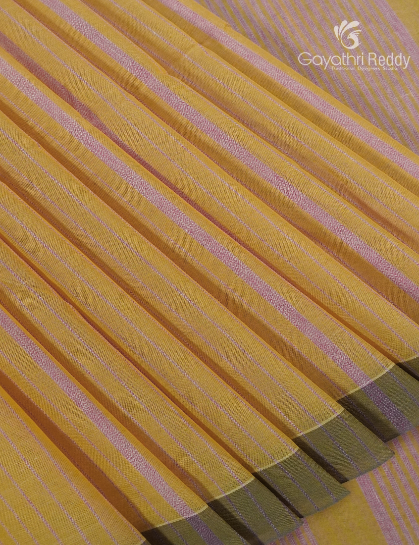 Pure Handloom Cotton Saree in Light mustard and Baby Pink