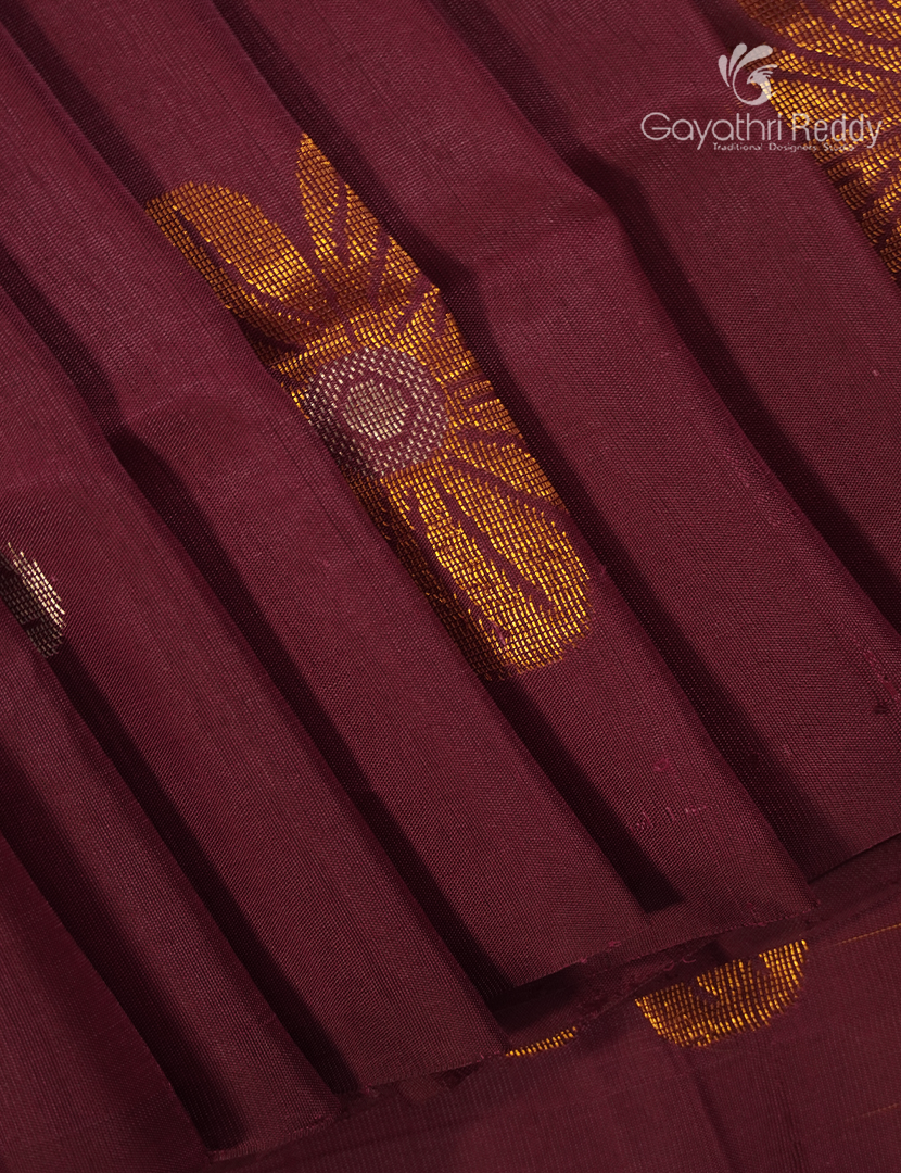 Pure Uppada Silk Saree in Maroon and Yellow