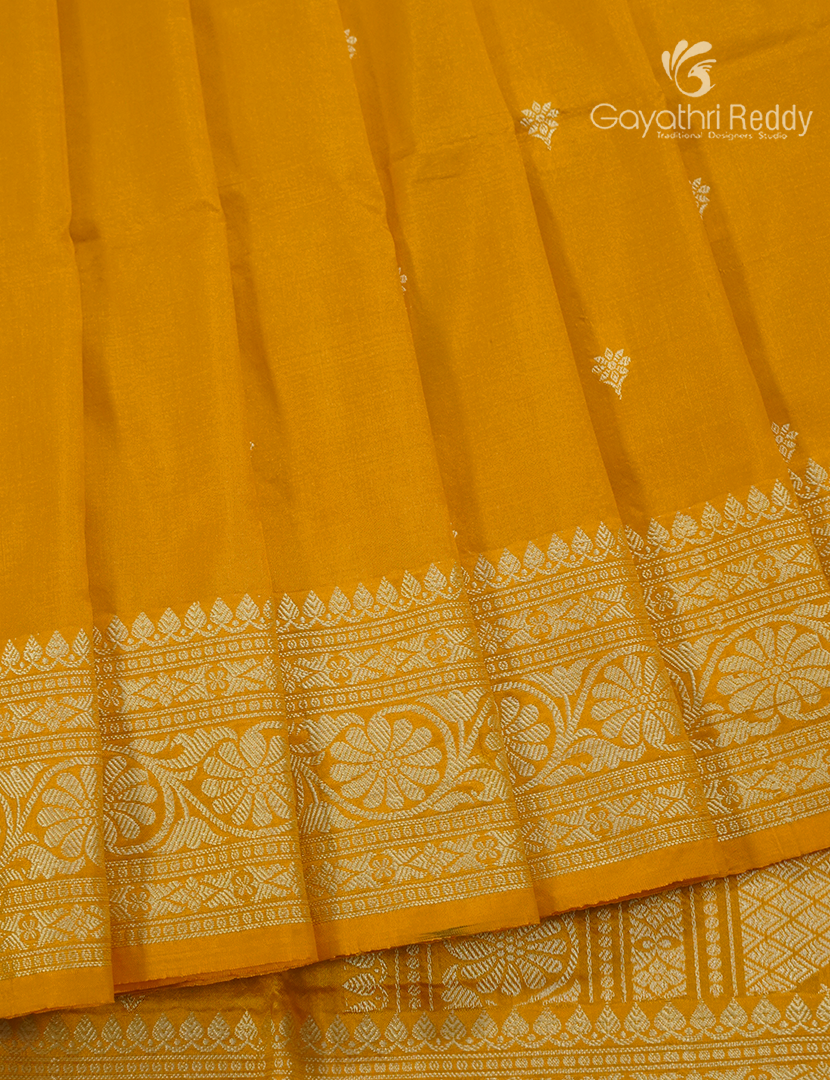 Pure Banaras Katan Silk Saree in Mango Yellow
