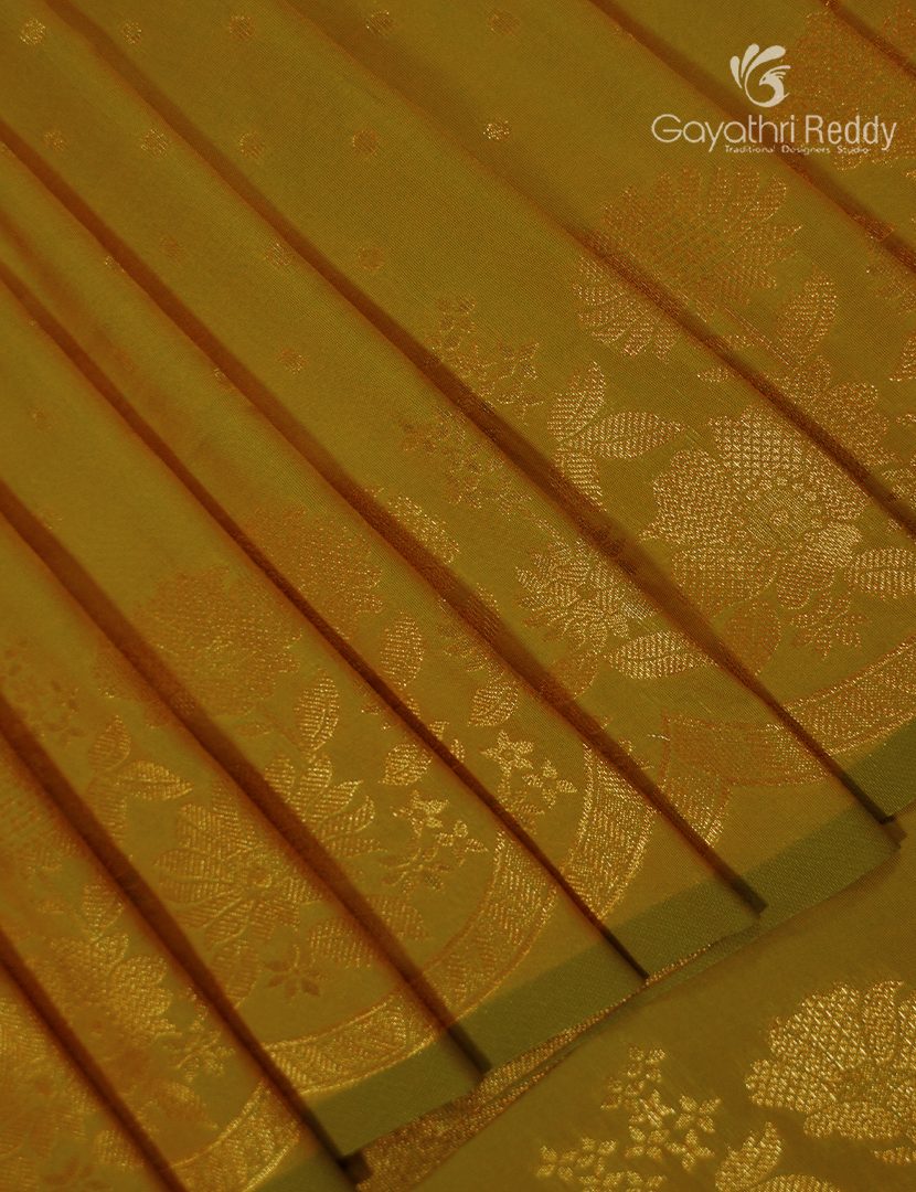 Semi Kanchipuram Art Silk Saree in Dry Mehendi