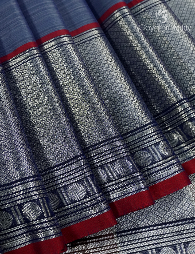 Pure Narayanpet Cotton Saree in Ash Grey