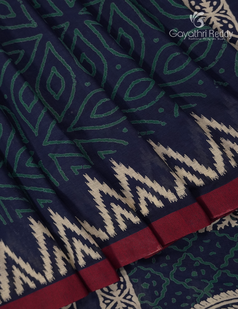 Vidharbha Cotton Saree in Indigo Blue
