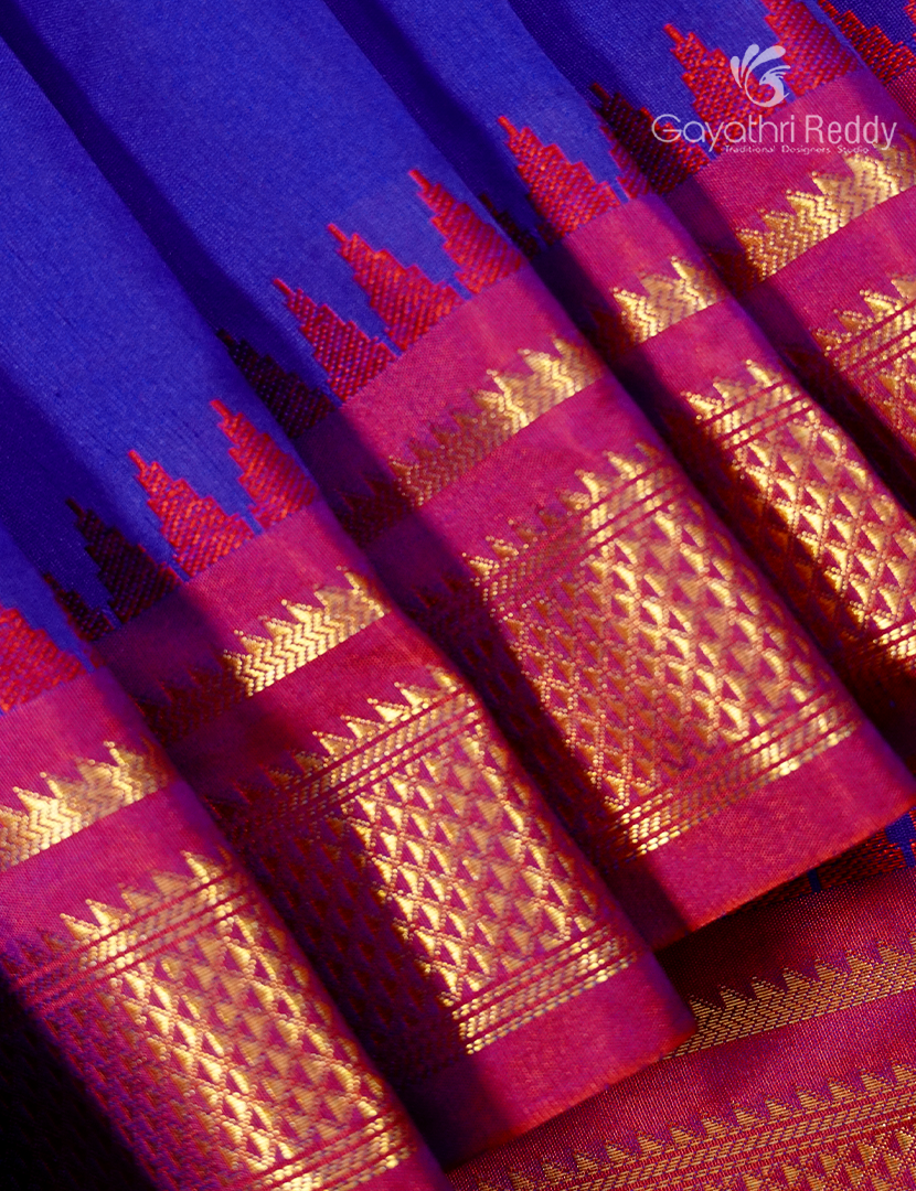 Semi Gadwal Saree in Royal Blue