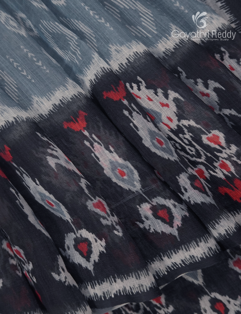 Linen Cotton Saree in Grey